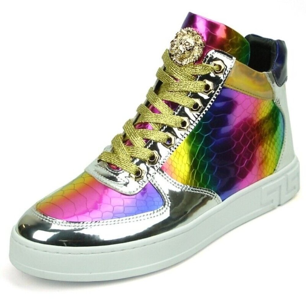 Unbranded Rainbow Metallic‎ Snakeskin High Top Sneakers Men US 10 EU 43 NIB LION